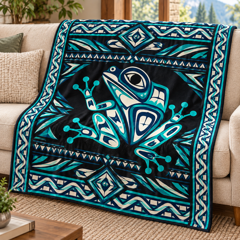 Tribal Frog Native American-Inspired Blanket BLm029