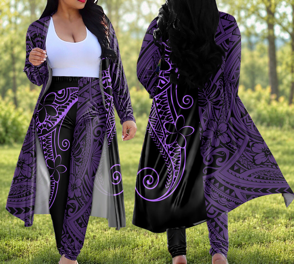 Tribal Pattern Floral Native American-Inspired Cardigan Coat Long Pant Set DS250801M02
