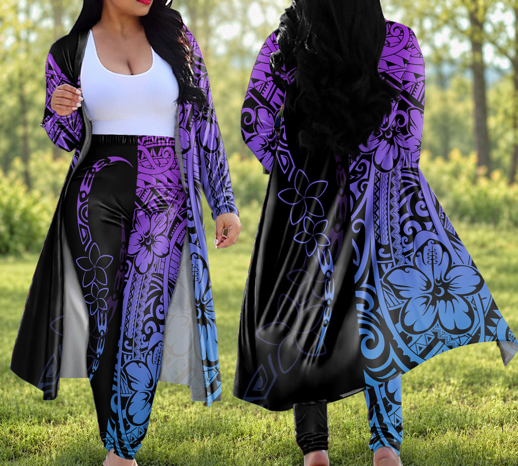 Tribal Pattern Floral Native American-Inspired Cardigan Coat Long Pant Set DS250801M03v3