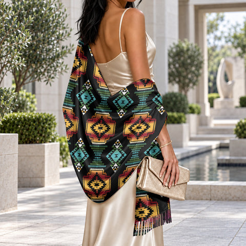 Tribal Pattern Native American-Inspired Faux Cashmere Shawl GB-NAT00321