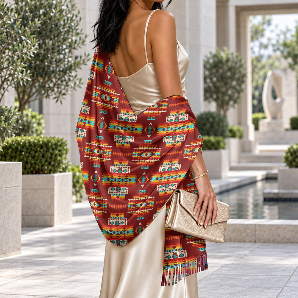Tribal Pattern Native American-Inspired Faux Cashmere Shawl GB-NAT00402-02