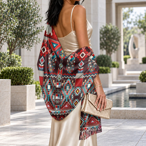 Tribal Pattern Native American-Inspired Faux Cashmere Shawl GB-NAT00588