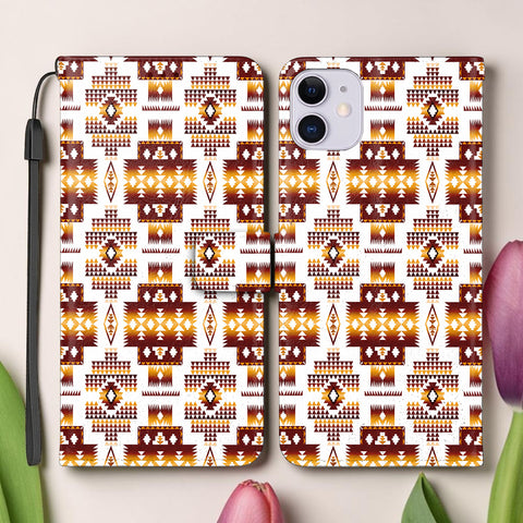 Tribal Pattern Native American-Inspired Leather Wallet Phone Case DS260813M01