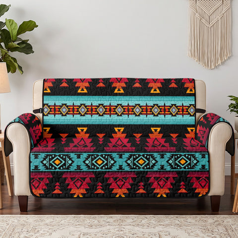 Tribal Pattern Native American-Inspired Quilted Sofa Cover - Loveseat or 3-Seater GB-HW0011313
