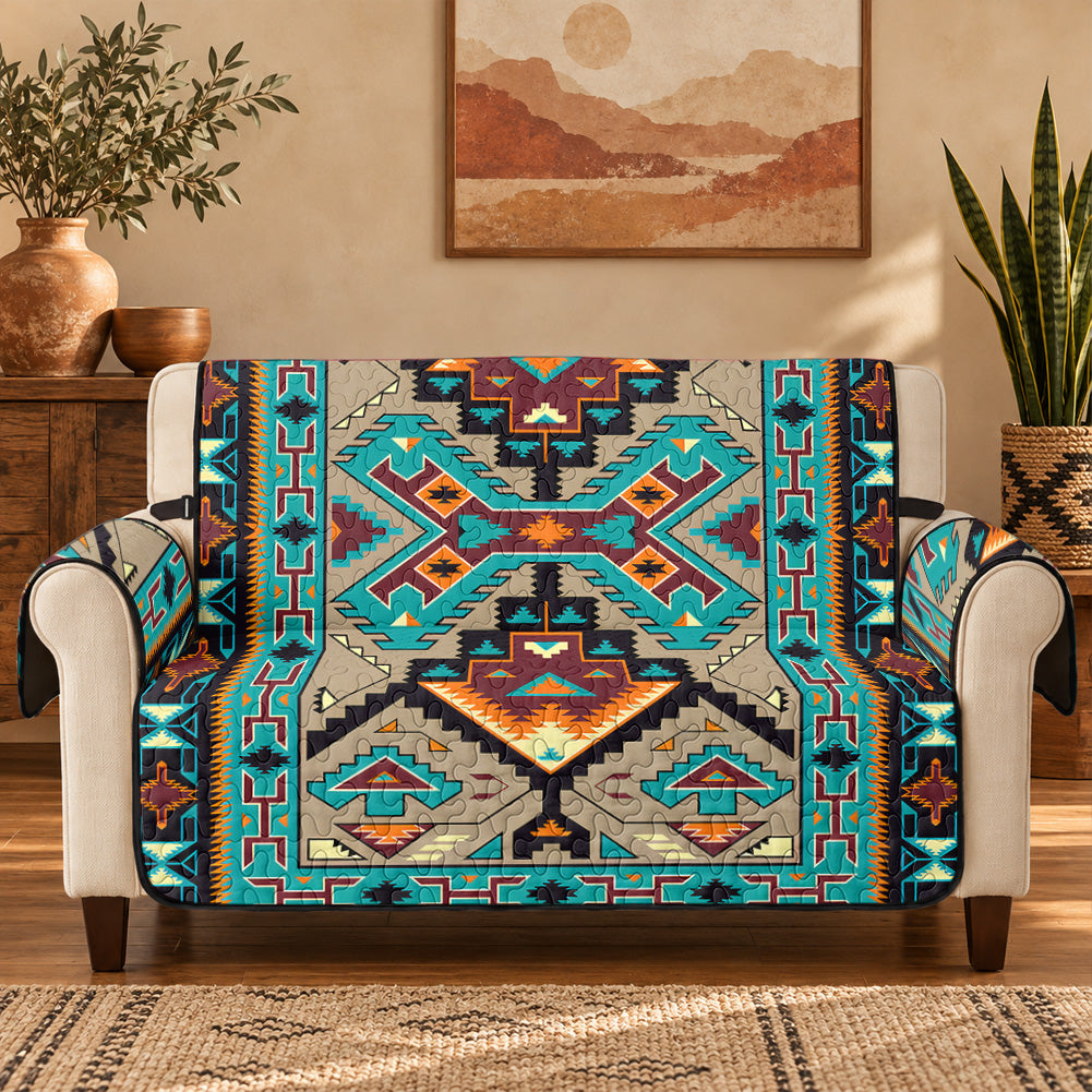 Tribal Pattern Native American-Inspired Quilted Sofa Cover - Loveseat or 3-Seater GB-NAT00016