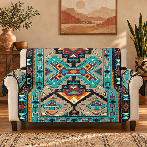 Tribal Pattern Native American-Inspired Quilted Sofa Cover - Loveseat or 3-Seater GB-NAT00016