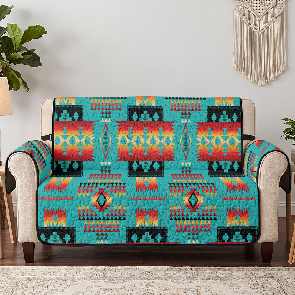 Tribal Pattern Native American-Inspired Quilted Sofa Cover - Loveseat or 3-Seater GB-NAT00029