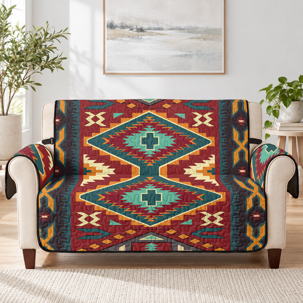 Tribal Pattern Native American-Inspired Quilted Sofa Cover - Loveseat or 3-Seater GB-NAT00061