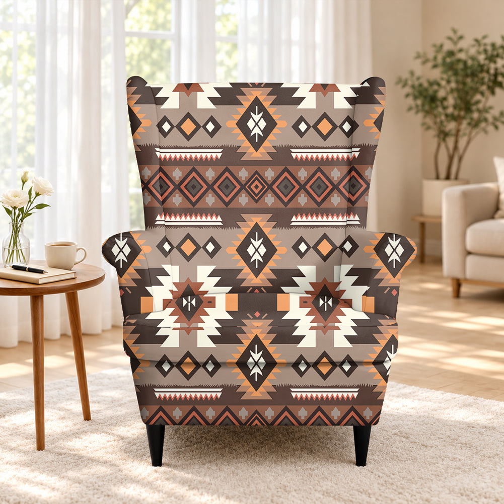 Tribal Pattern Native American-Inspired Wingback Chair Slipcover GB-HW000271