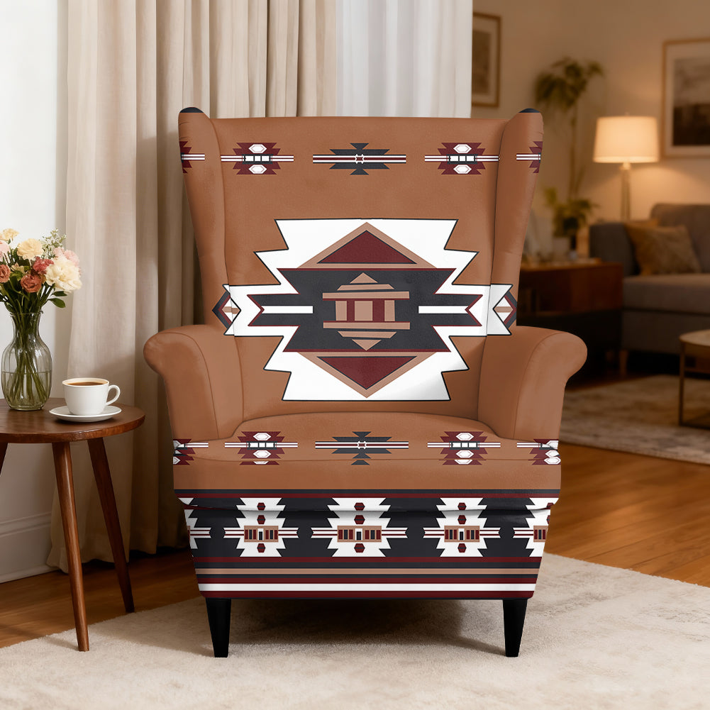 Tribal Pattern Native American-Inspired Wingback Chair Slipcover GB-NAT00012