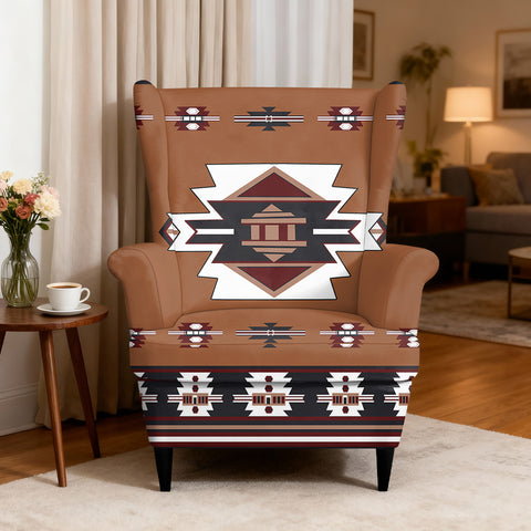 Tribal Pattern Native American-Inspired Wingback Chair Slipcover GB-NAT00012