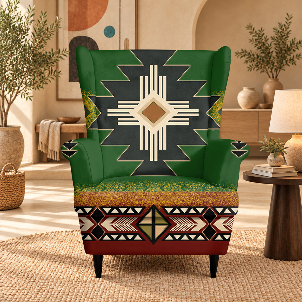 Tribal Pattern Native American-Inspired Wingback Chair Slipcover GB-NAT0001