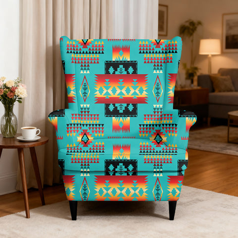 Tribal Pattern Native American-Inspired Wingback Chair Slipcover GB-NAT00046-01