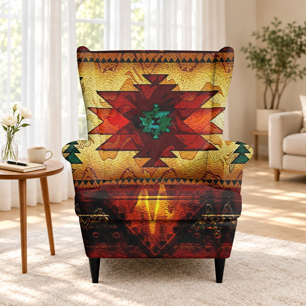 Tribal Pattern Native American-Inspired Wingback Chair Slipcover GB-NAT00068
