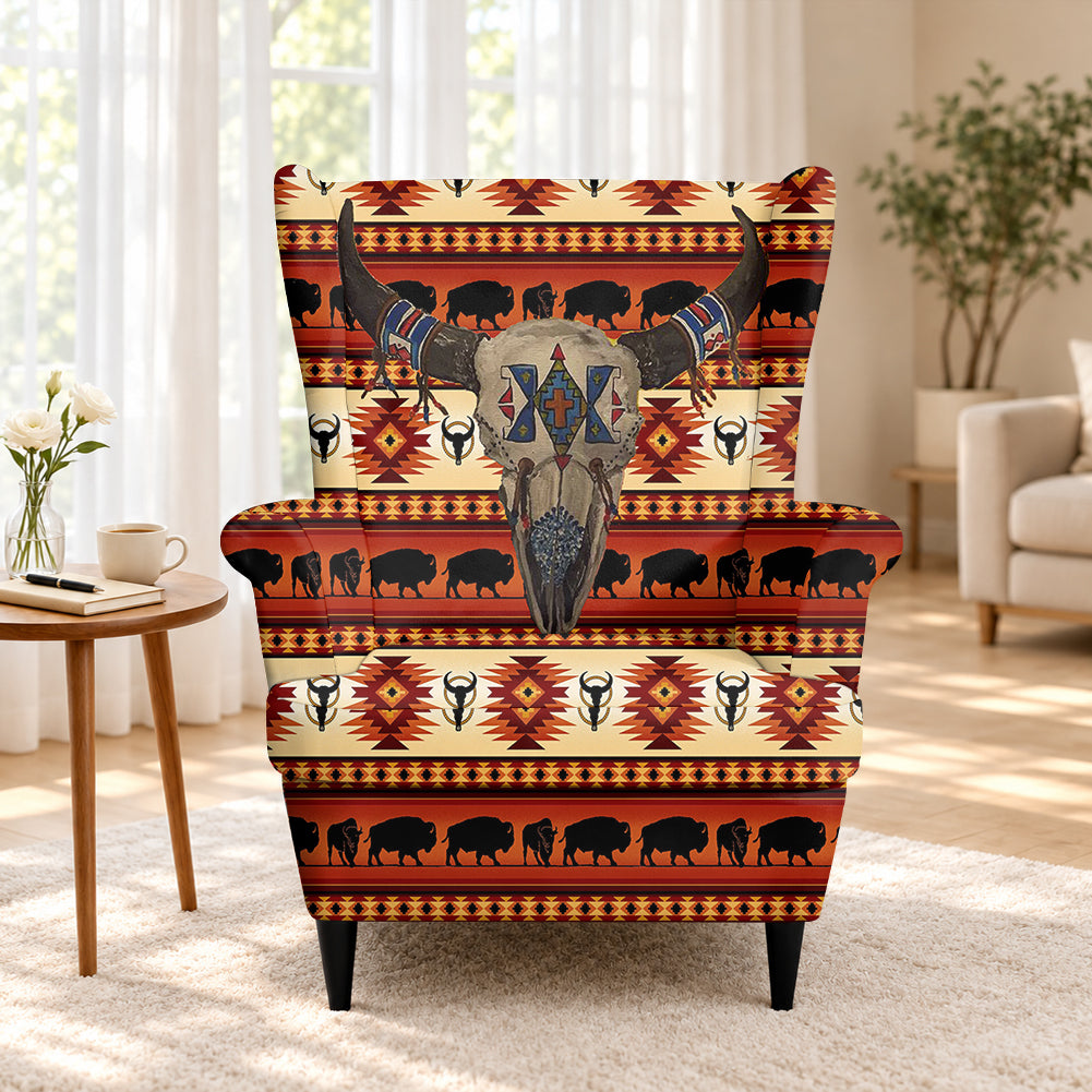 Tribal Pattern Native American-Inspired Wingback Chair Slipcover GB-NAT00241-02