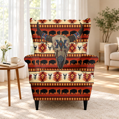 Tribal Pattern Native American-Inspired Wingback Chair Slipcover GB-NAT00241-02