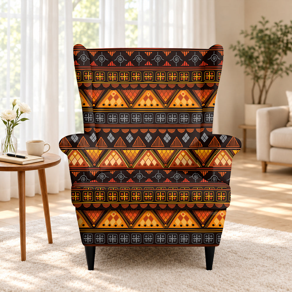 Tribal Pattern Native American-Inspired Wingback Chair Slipcover GB-NAT00644