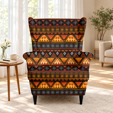 Tribal Pattern Native American-Inspired Wingback Chair Slipcover GB-NAT00644