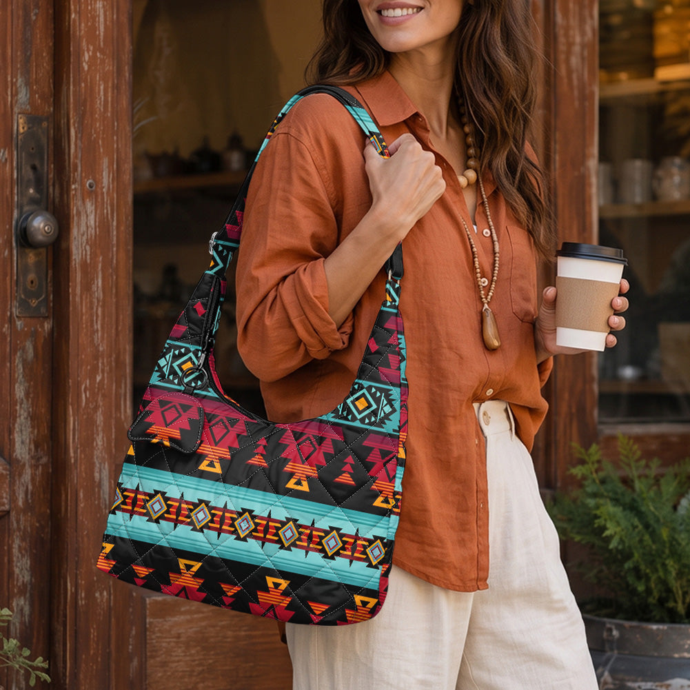 Tribal Pattern Native American-Inspired Women's Quilted Hobo Bag GB-HW0011313