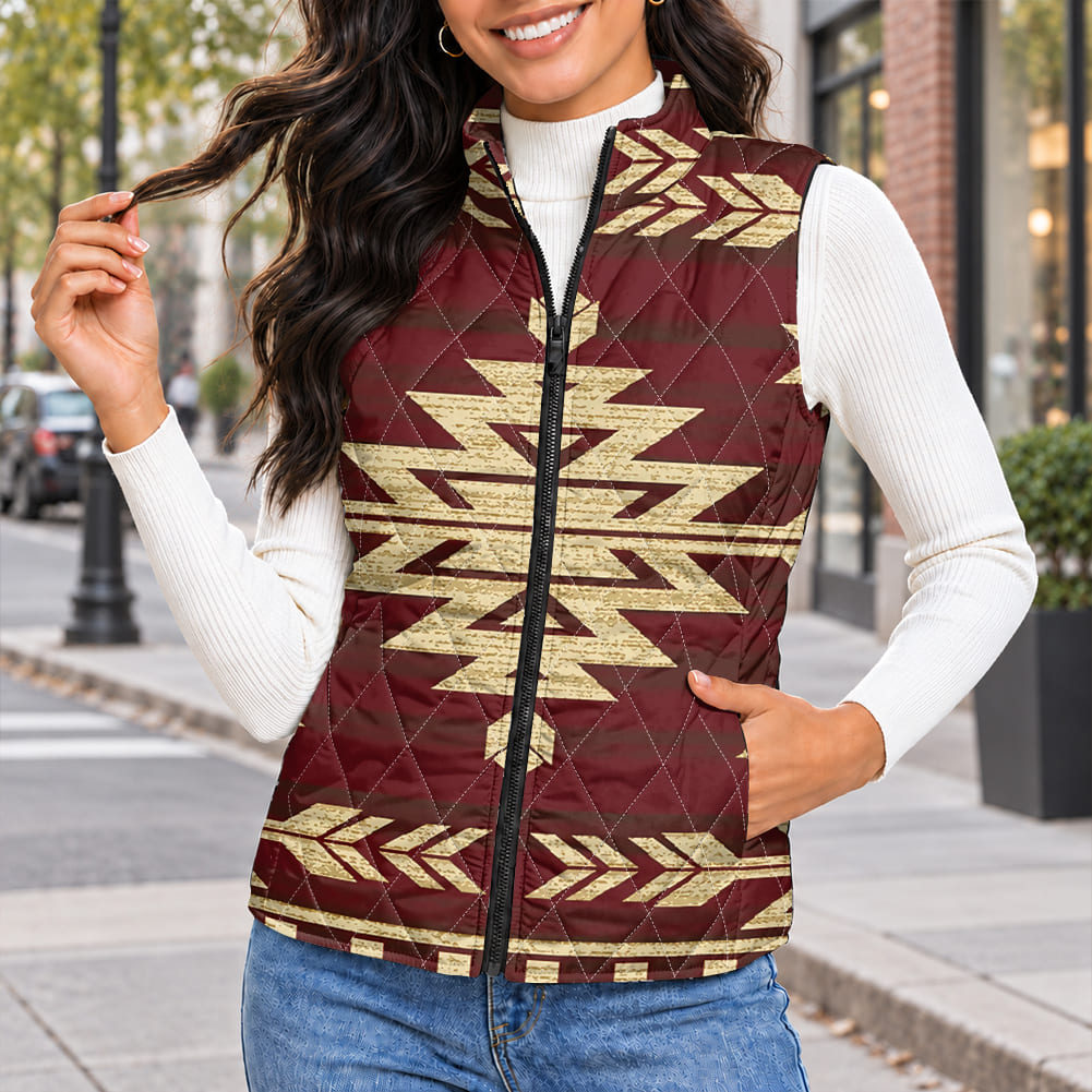 Tribal Pattern Native American-Inspired Women's Quilted Jacket Vest GB-HS00025