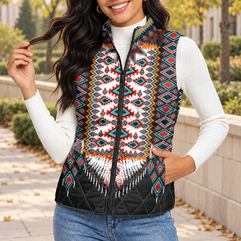Tribal Pattern Native American-Inspired Women's Quilted Jacket Vest GB-HW0011222