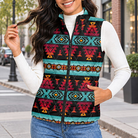 Tribal Pattern Native American-Inspired Women's Quilted Jacket Vest GB-HW0011313
