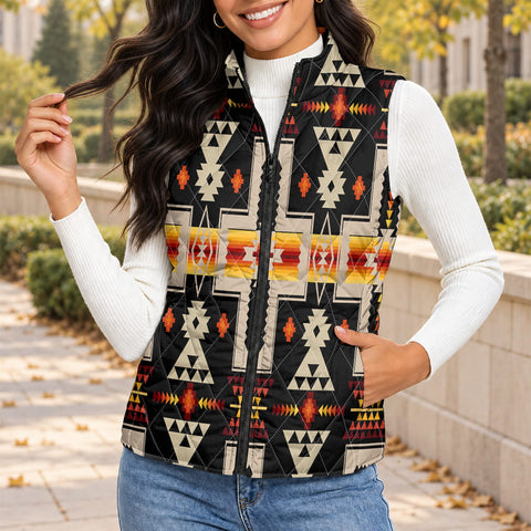 Tribal Pattern Native American-Inspired Women's Quilted Jacket Vest GB-NAT00062-01