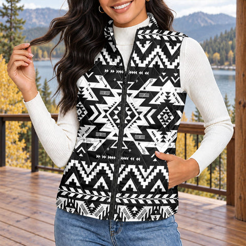 Tribal Pattern Native American-Inspired Women's Quilted Jacket Vest GB-NAT00441