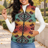 Tribal Pattern Native American-Inspired Women's Quilted Jacket Vest GB-NAT00541