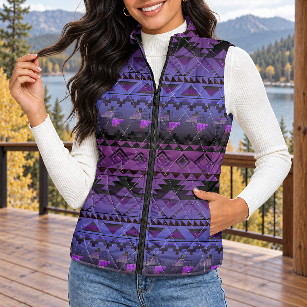 Tribal Pattern Native American-Inspired Women's Quilted Jacket Vest GB-NAT00601-02