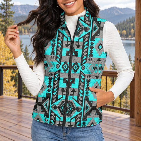 Tribal Pattern Native American-Inspired Women's Quilted Jacket Vest GB-NAT00626