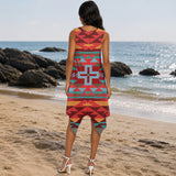 Tribal Pattern Native American-Inspired Women's Sleeveless Round Neck Irregular Skirt DS260519M02
