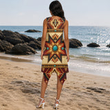 Tribal Pattern Native American-Inspired Women's Sleeveless Round Neck Irregular Skirt DS260714M03