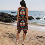 Tribal Pattern Native American-Inspired Women's Sleeveless Round Neck Irregular Skirt GB-NAT00046-02