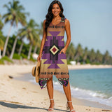 Tribal Pattern Native American-Inspired Women's Sleeveless Round Neck Irregular Skirt GB-NAT00057-06