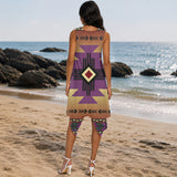 Tribal Pattern Native American-Inspired Women's Sleeveless Round Neck Irregular Skirt GB-NAT00057-06