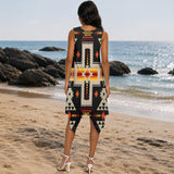 Tribal Pattern Native American-Inspired Women's Sleeveless Round Neck Irregular Skirt GB-NAT00062-01
