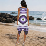 Tribal Pattern Native American-Inspired Women's Sleeveless Round Neck Irregular Skirt GB-NAT00528-03