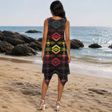 Tribal Pattern Native American-Inspired Women's Sleeveless Round Neck Irregular Skirt GB-NAT00684B