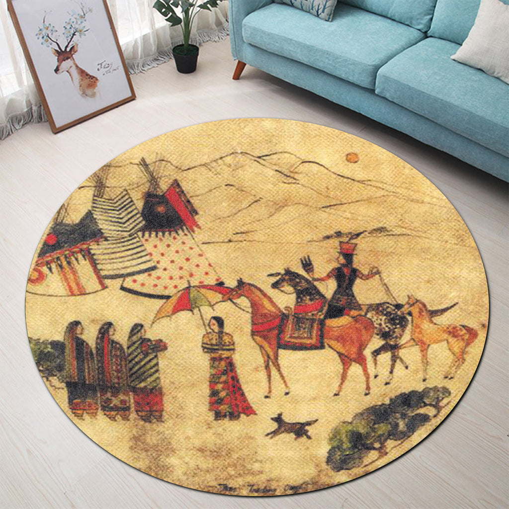 Tribal Pattern Native American Round Carpet