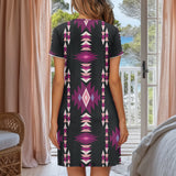 Tribal Pattern Native American Short Sleeve Button Nightdress GB-NAT00773