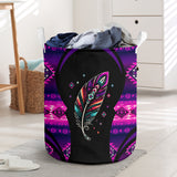 Tribal Purple Feather Native American Laundry Basket DS260731M06