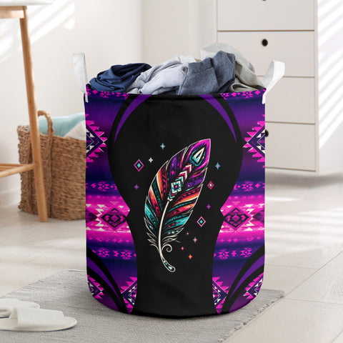 Tribal Purple Feather Laundry Basket Native American-Inspired Home Decor – DS260731M06