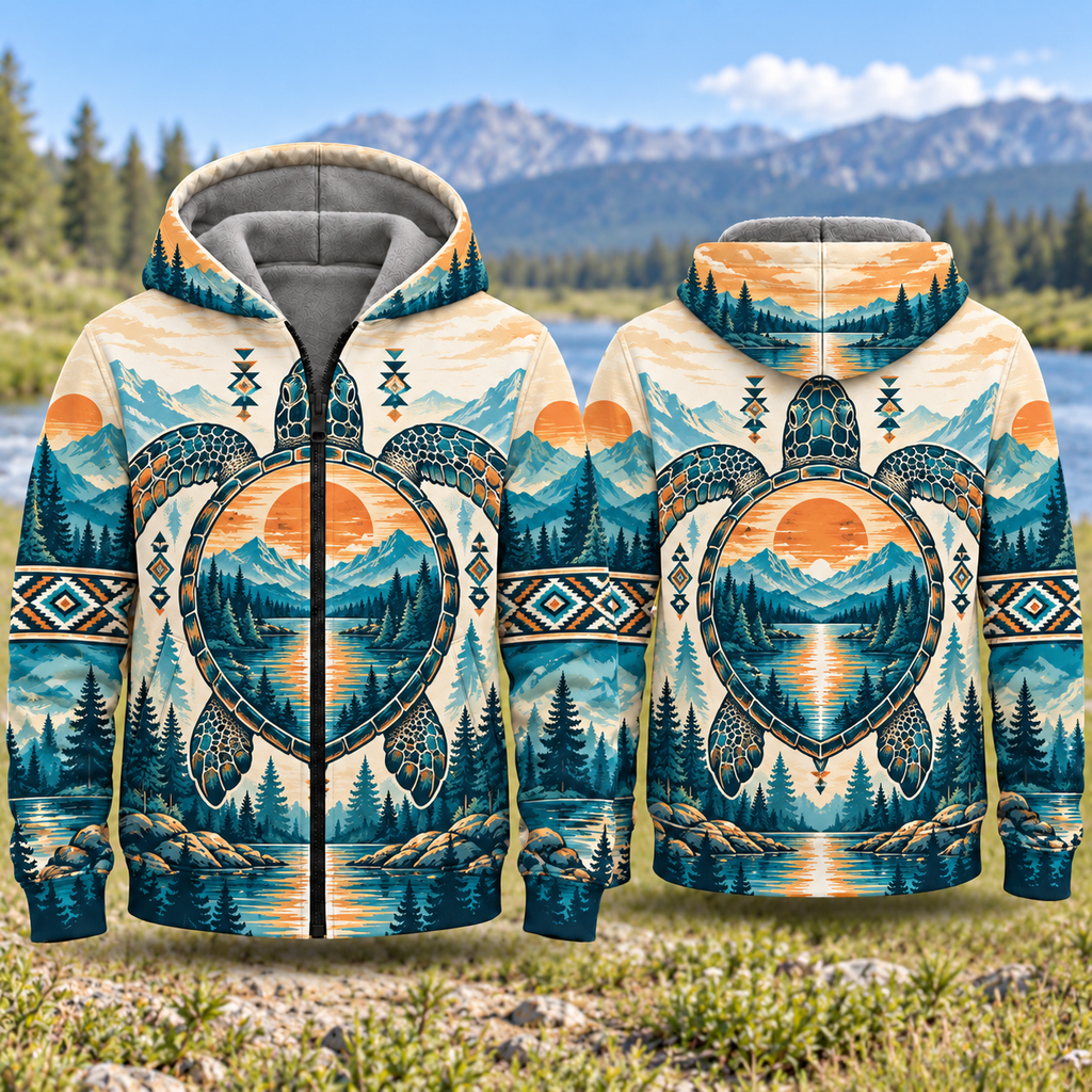 Tribal Turtle Native American-Inspired 3D Fleece Hoodie SHm003