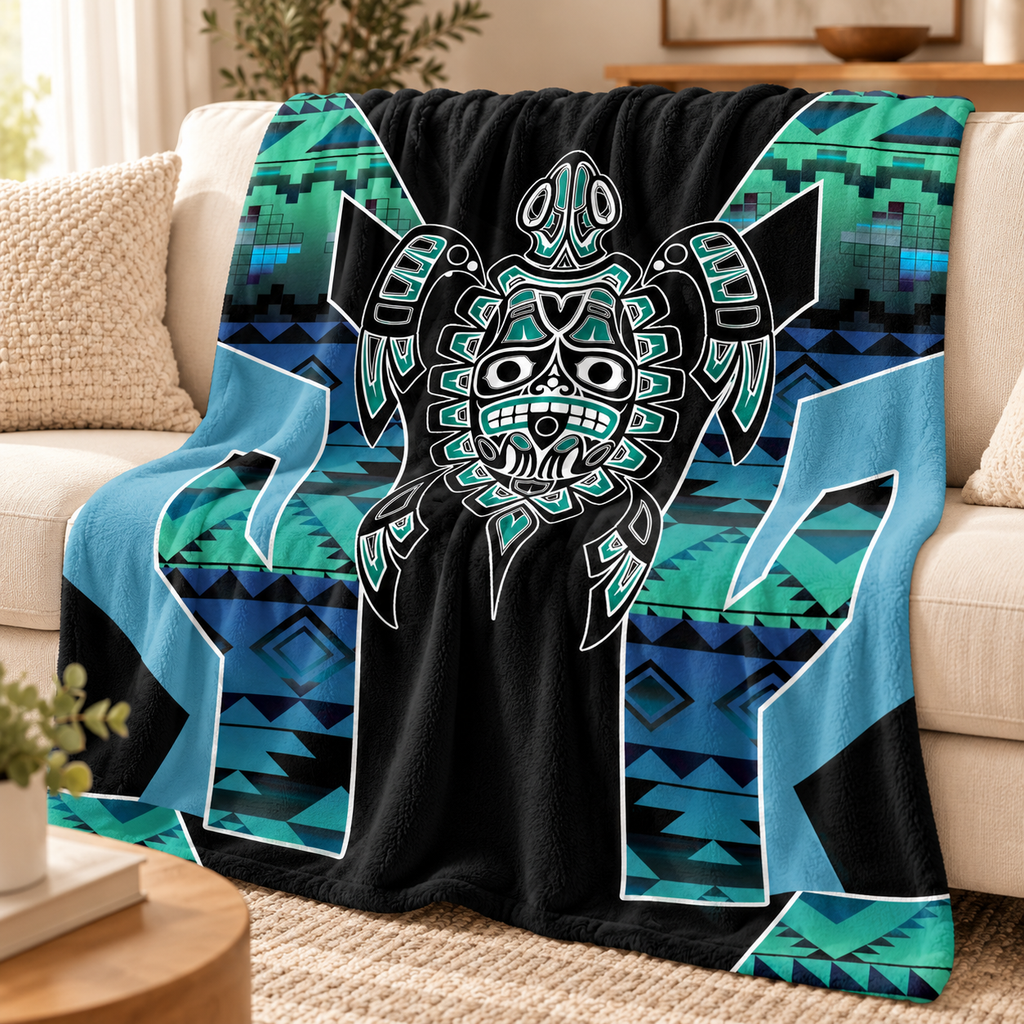 Tribal Turtle Native American-Inspired Blanket BLm028