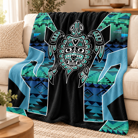 Tribal Turtle Native American-Inspired Blanket BLm028