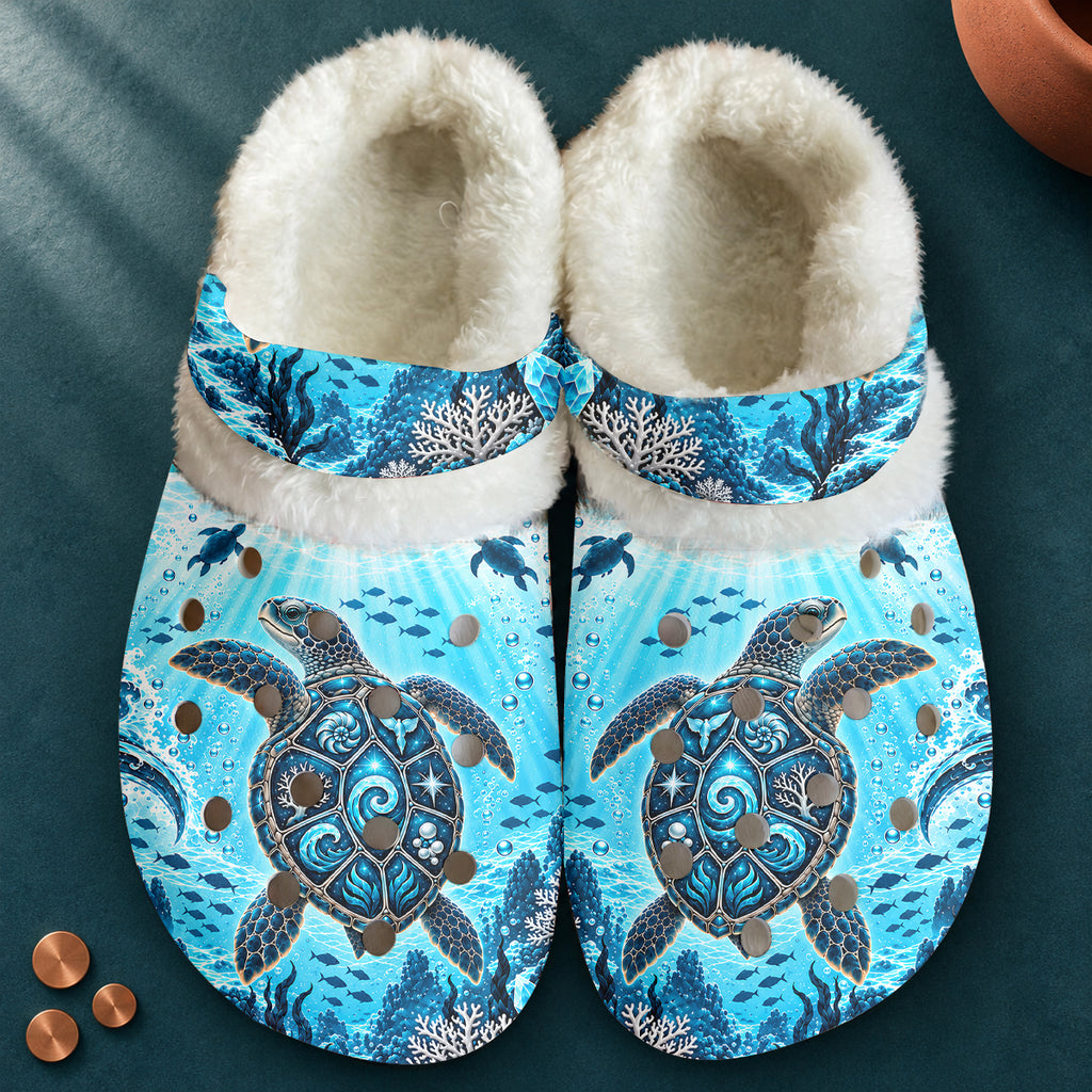 Tribal Turtle Native American-Inspired Classic Clogs with Fleece Shoes BSm048