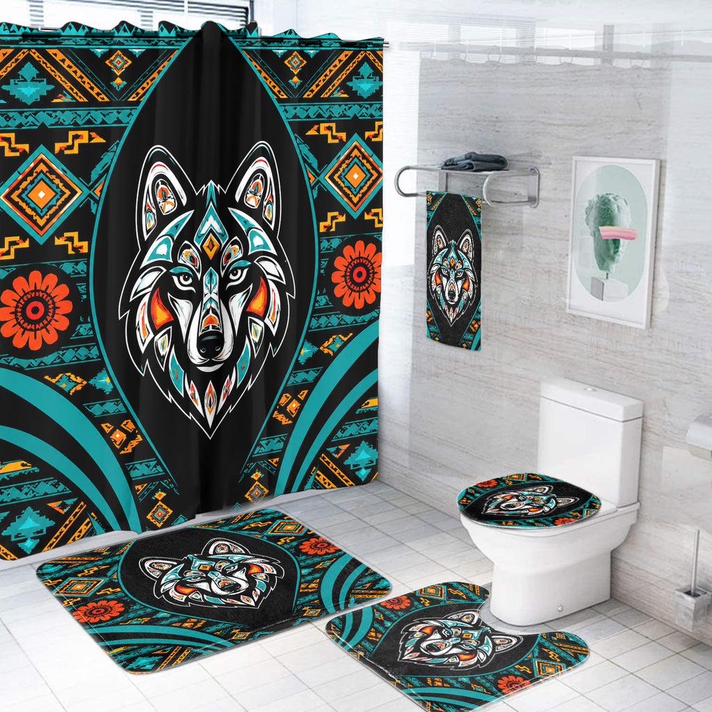 Tribal Wolf Native American Bathroom set DS260731M09