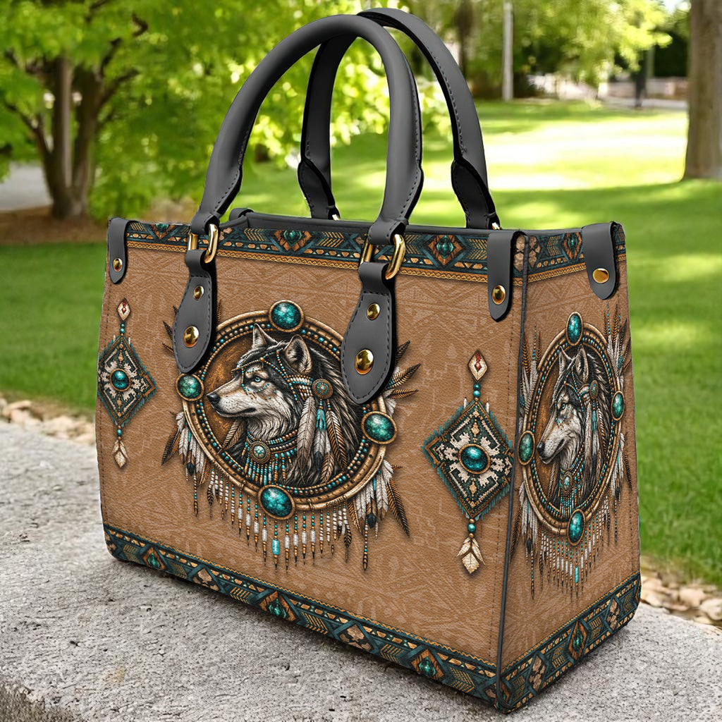 Tribal Wolf Native American Leather Bag DS260727M02