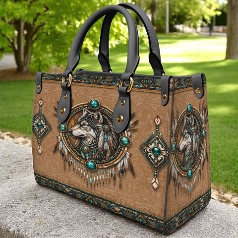 Tribal Wolf Native American Leather Bag DS260727M02